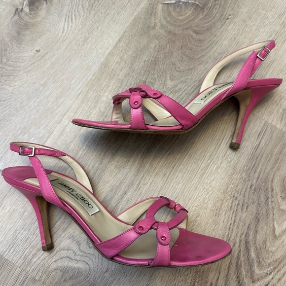 Jimmy Choo Jude Fuchsia Open-Toe Sandal Heels - Picture 2 of 12